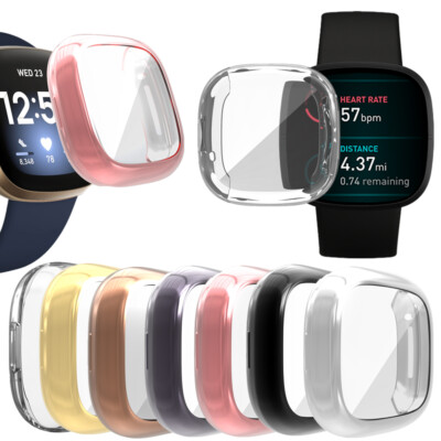 for Fitbit Versa 4/Sense2 Soft TPU Screen Protector Case Cover Full Bumper Cover