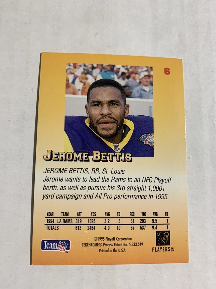 1995 Playoff Prime Jerome Bettis #6 St. Louis Rams - Image 2 of 2