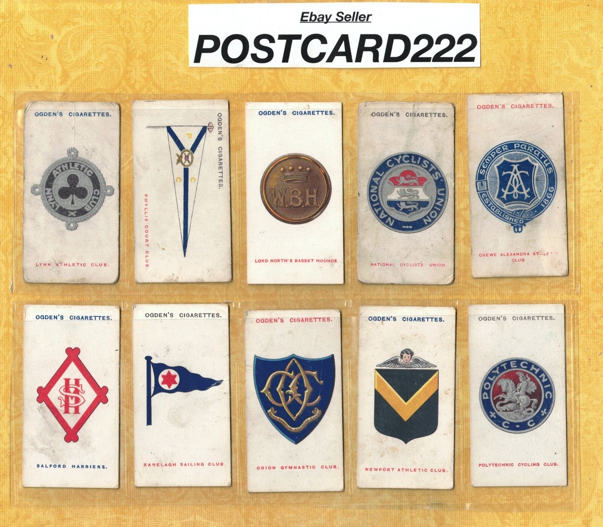 X Ogdens Tobacco cards CLUB BADGES LOT of 10 33 29 30 34 38 14 28 22 32 23