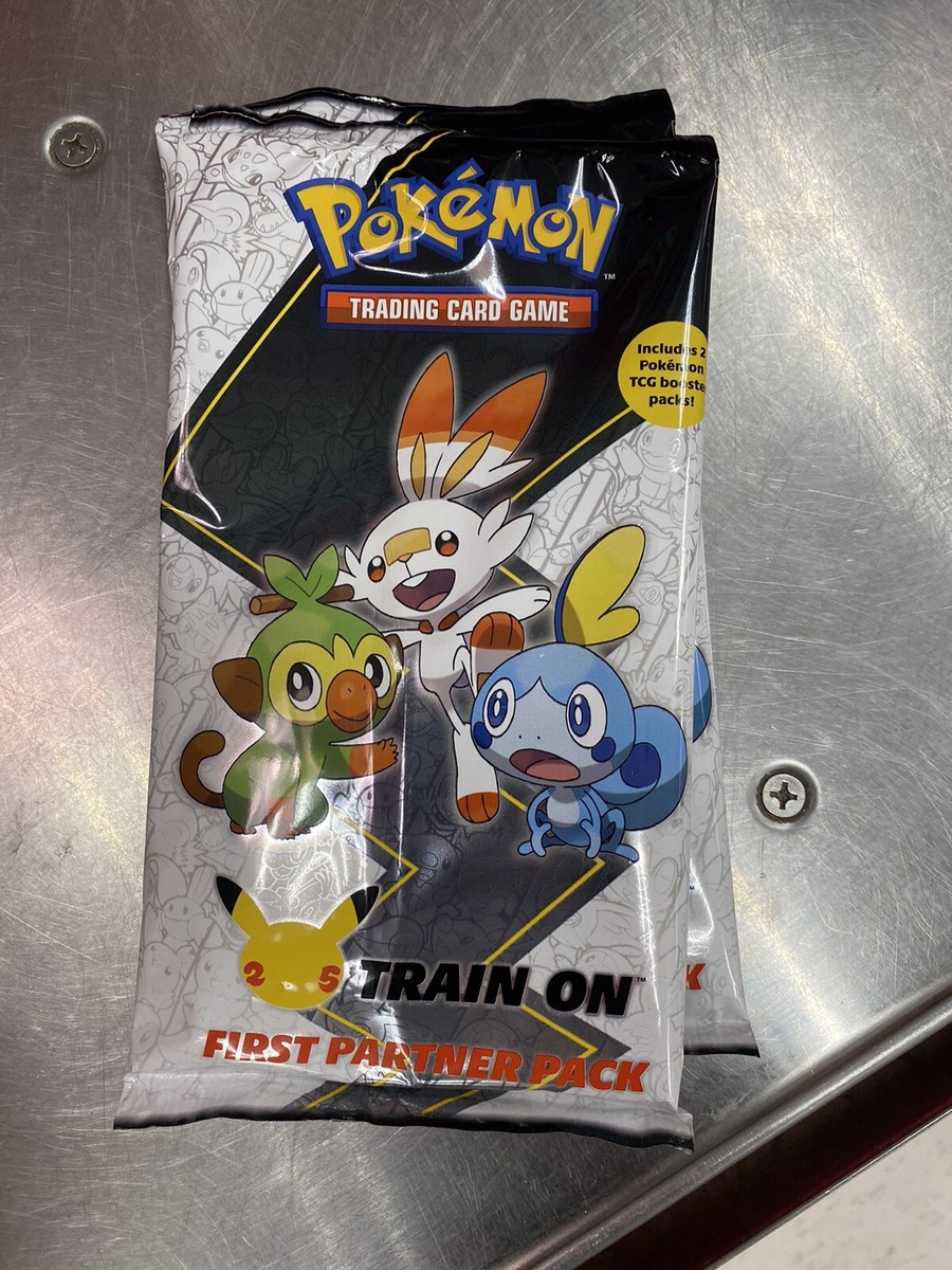 Pokemon 25th Anniversary Train On First Partner Pack Oversized Cards and 2  Packs