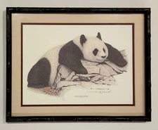 1986 "Pandarestium" Beautifully Framed Panda Print on Canvas by James R. Darnell