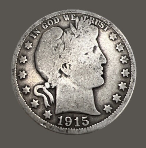 Free Shipping 1915 S Barber Half Dollar VG 90% Silver Very Nice Actual Coin
