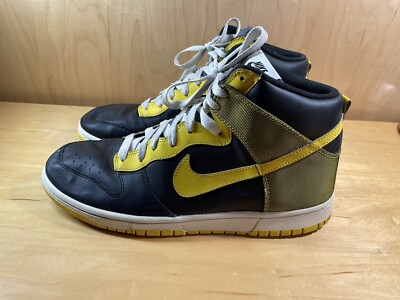 2009 Nike Dunk High Black/Varsity Maize/Flint Grey Basketball Shoes Men s Sz 12