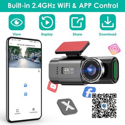 1Pc 4K 1080P Car Dash Cam 2.4GHz WiFi Car Camera Mini Driving Recorder With 140 