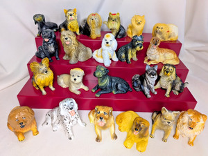 NEW RAY Dog Figurines 1988 x22 Dalmatian Chow Terrier Schnauzer Papillon Griffon