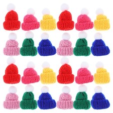 24Pcs Mini Knitting Wool Yarn Hats Durable DIY Xmas Doll Decorations