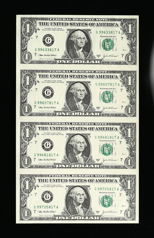 2003 $5, $2 & (2) $1 Uncut Banknotes in 15 Page World Reserve Monetary Exchange