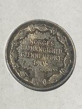 Moneda de plata 2 coronas Noruega 1905-1907 - Independencia "Gjennemført" - Rareza