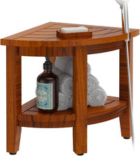 Teak 18" Corner Shower Bench Stool for inside Shower, Waterproof Bath Chair with