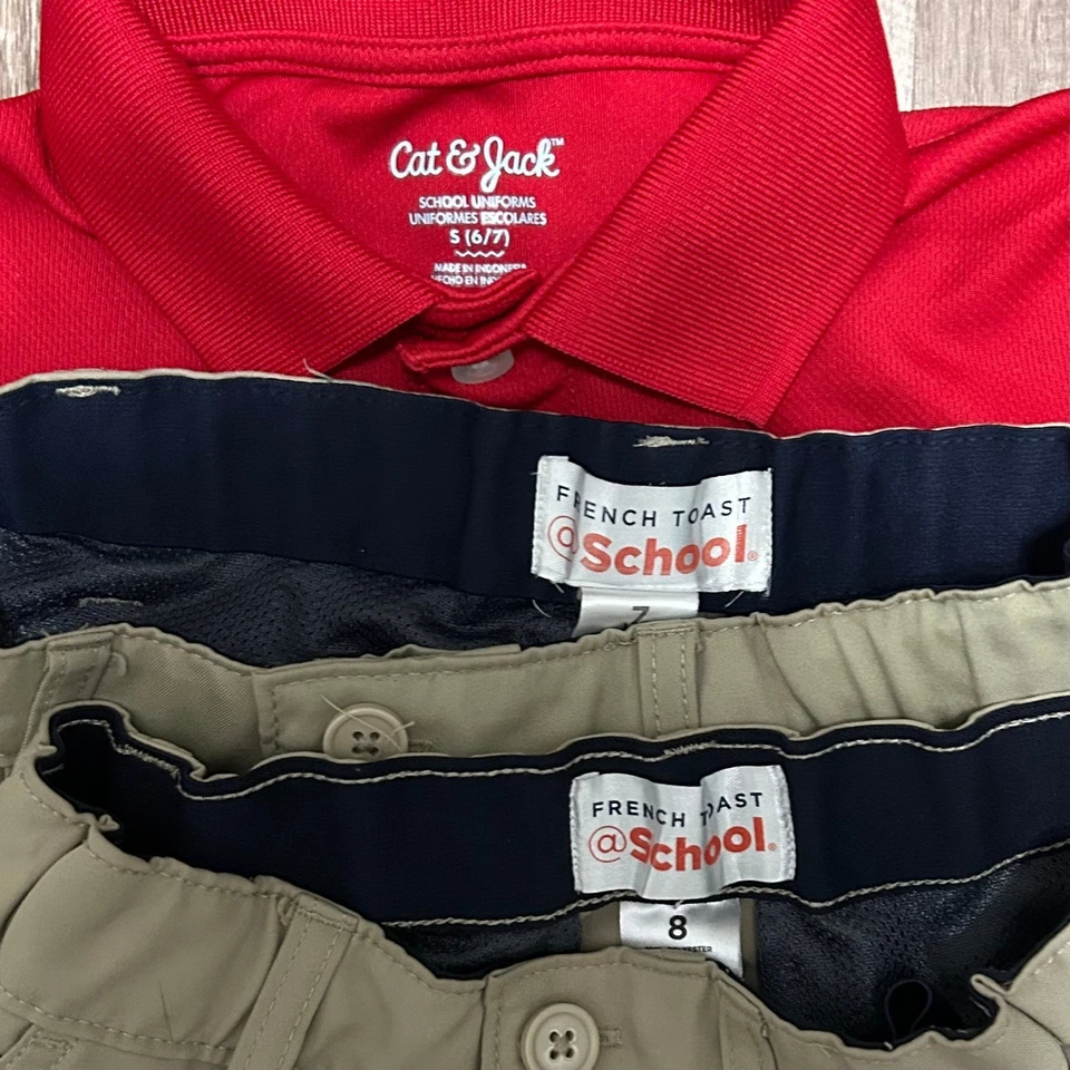 Paquete de uniforme de regreso a la escuela: polo rojo y dos pantalones cortos caqui, talla 6/7, 7, 8 Foto 3 de 3