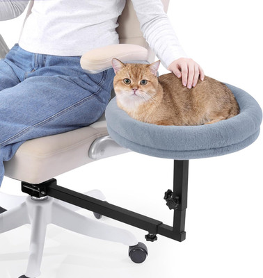 360° Rotating Cat Office Chair with Adjustable Shelf and Soft Bed for Cats