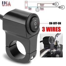 Black Motorcycle 7/8" 22mm Handlebar LED Headlight Fog Spot Light ON/OFF Switch