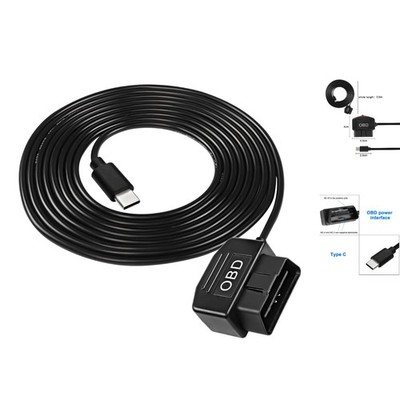 Smart 24-Hour OBD Power Cable for Dash Cam - Type C Adapter with Safety Features