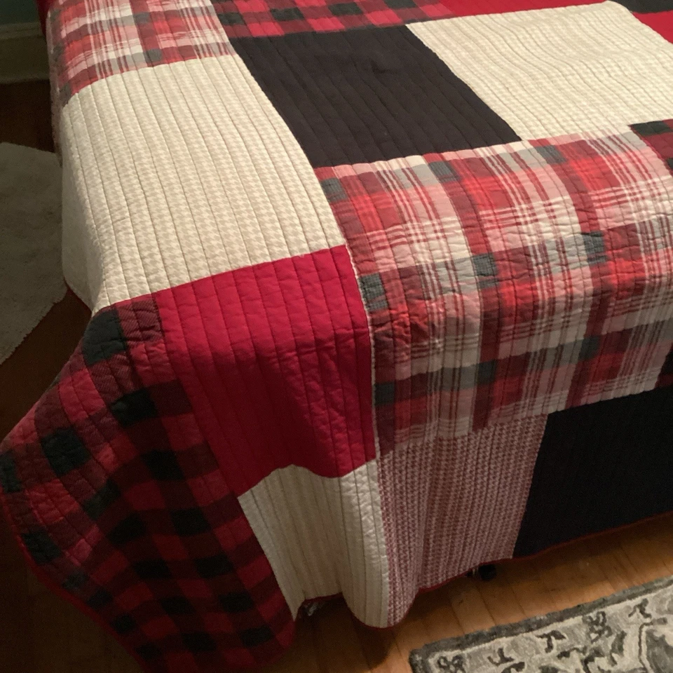 Woolrich Quilt King Red Patchwork Lodge Buffalo Plaid Rustic Cabin 108" x 92" - Image 2 of 4