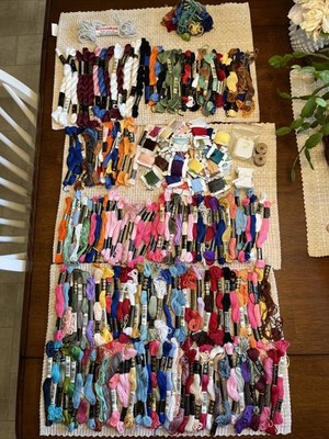 LOT OF 175 + SKEINS OF DMC + EMBROIDERY FLOSS THREAD NEW AND USED VARIOUS COLORS