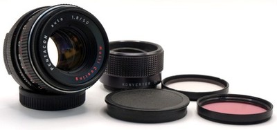 Pentacon 50mm f1.8 MC M42 Lens Kit Serviced 2x Converter Hama Tiffen Filters