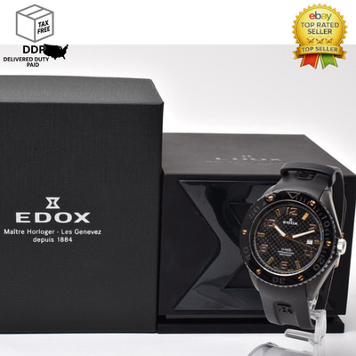Rare [ MINT w/Box ] EDOX Class-1 Day Date 80078 All Black Auto Men's Watch JAPAN