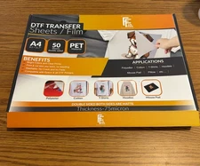 50 Sheets DTF Transfer Film 8.3 x 11.7 Instant Peel PET Transfer Film  Matte A4