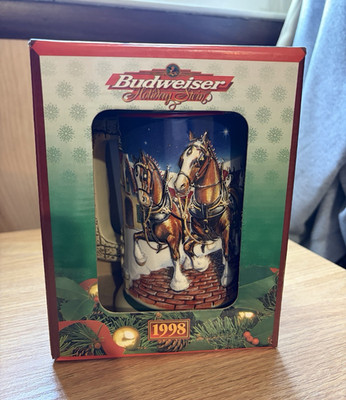 Budweiser Holiday Stein 1998 Grant's Farm Collectible with Original Box
