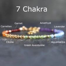 Natural 7 Chakra Gemstone Beaded Bracelet Crystal Meaningful 3MM Boho Adjustable