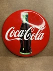 Vintage Original 12” Classic Coca-Cola Coke Round Button Metal Sign 1990