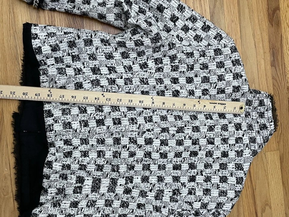 Chaqueta de traje Per Se para mujer 10 blanco tweed encaje adorno mezcla de lana Foto 4 de 4