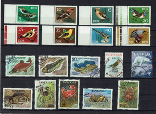 Stamps 71 different animals including birds fish mint/stamped