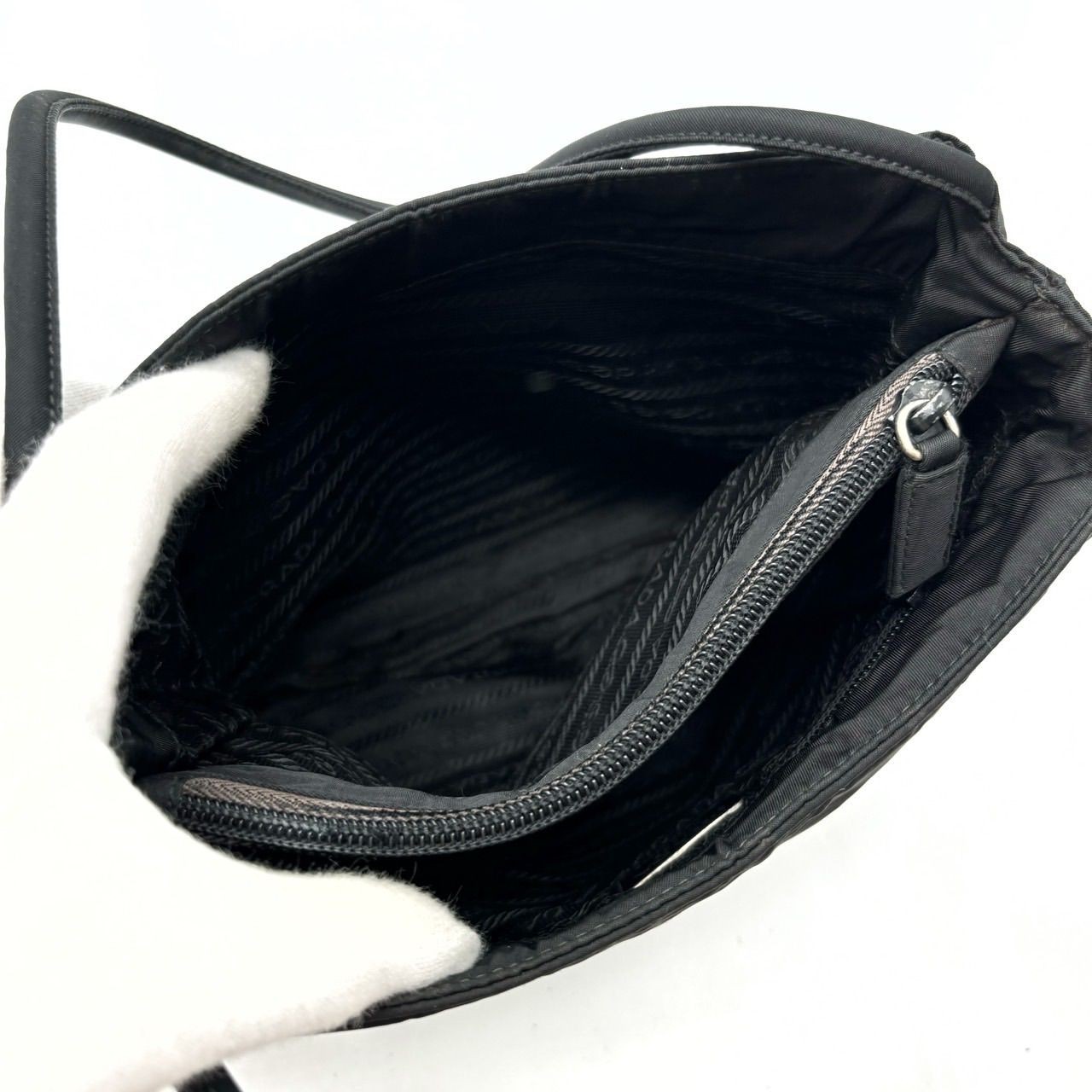 PRADA Totes Black Nylon Triangular Logo Plate Aut… - image 8