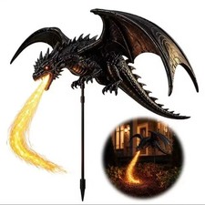 Solar Dragon Fire Garden Light Resin Dragon Outdoor Yard Lawn