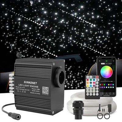 12W Twinkle&Meteor 2 in 1 RGBW Starlight Headliner Kit, 650pcs*0.03in*13.1ft+...
