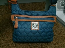 Brighton Kash Blue Quilted Crossbody Purse - Heart to Heart Collection - EUC