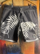 Quicksilver x Jcrew Board Shorts Men's Size 32 Black Grey Scalloped Pockets NWOT
