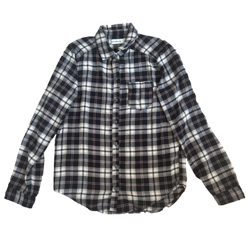 Abercrombie kids black brown plaid flannel button down shirt girls 11/12 fall - Picture 2 of 8