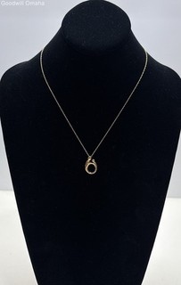 14K Yellow Gold Abstract Style Mother & Child Pendant on Rope Chain Necklace