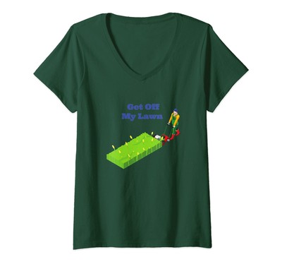 Damen Runter von meinem Rasen lustig sagen Rasenmäher T-Shirt mit C...