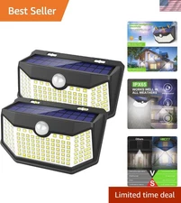 Solar Lights Outdoor 120 LED with 3 Lighting Modes, Motion Sensor Wall Lights...
