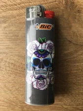 1 PC BIC Standard Regular Sized Lighter Premium Vinyl Wrapped Skull