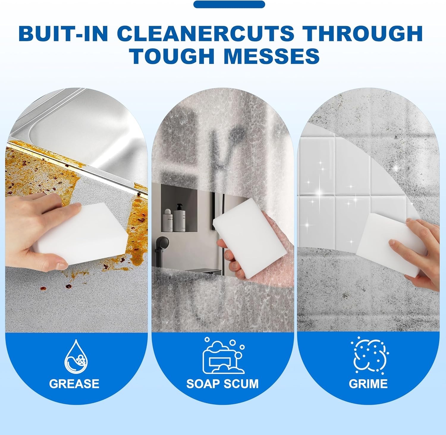 Extra-Thick 50-Pack Melamine Sponges - Quick Drying, Non-Scratch Cleaning Power