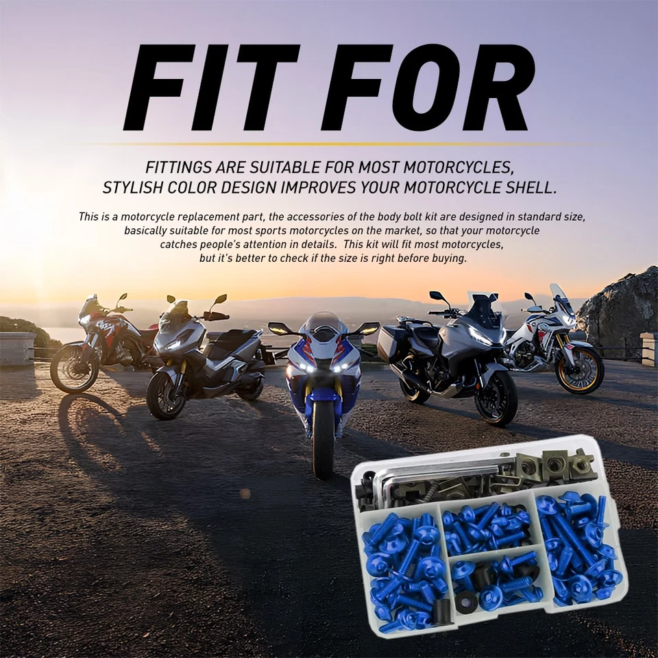 Kit completo de carenado de carrocería de perno 177 tornillo azul para Yamaha Honda Suzuki Kawasaki V Foto 4 de 4