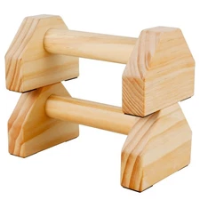 Wooden Push-up Bars 1 Pair Non-slip Base Pushup Handles Stand Home Workout Ca...