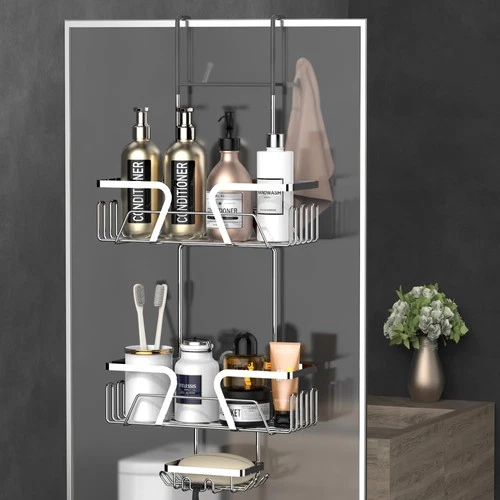 Daoun Shower Caddy Hanging, Shower Rack Hanging Silver Shower Holders for Soap