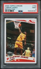 2005 TOPPS CHROME REFRACTOR #102 LEBRON JAMES 806/999 PSA 9