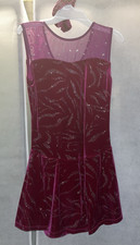 MONDOR Girls Figure Skating Dress Pink/Magenta Girls Large Mesh Tank Sleeve