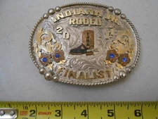 RARE 2011 INDIANA JR RODEO FINALIST BELT BUCKLE COWGIRL COWBOY TRES RIOS SILVER