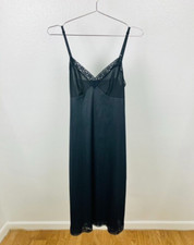 Vintage Vanity Fair Full Slip Womens 34 Black Lace Nylon Pinup Goth Fairy Grunge