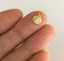Tiny 9mm yellow Gold filled Shell delicate charm.