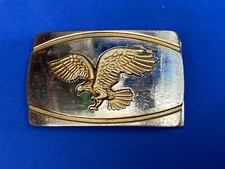 Vintage Silver  Gold Tone Flying Patriotic American Eagle Belt Buckle