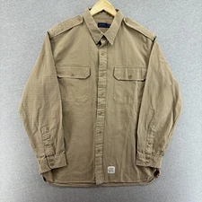 Polo Ralph Lauren Mens Shirt Large Military CPO Button Up Twill Epaulettes Logo