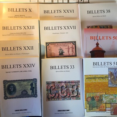 10  catalogue vente billets cgb  10. 22. 23. 24. 26. 27. 33. 38. 50. 51. 