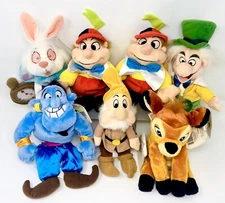 DISNEY Plush Bean Bag Lot w/ Tags! Tweedle Dum & Dee, Mad Hatter, Genie, & More!